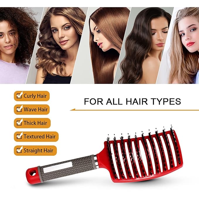 Voremy Magical Brush Detangler, Voremy Hair Brush, Vormey Ultra Detangler Brush, for Wet or Dry Detangling Hair Brush for Men, Women and Kids, Long, Thick, Thin, Curly & Tangled Hair (Gold+Pink)