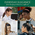 Joyhabit Silk Scrunchies for Women and Girls, Pink, Gold and Gray, 5 Pieces, 4CM Hair-Friendly Cute & Durable Hair Ties for Women, Great for Bedtime and Everyday Style