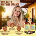 Rice Water Shampoo and Conditioner Set - Sulfate Free Formula for Fine Hair Women and Men - Volumizing and Thickening Formula for Thinning Strands - 16 Fl Oz (Set of 2)