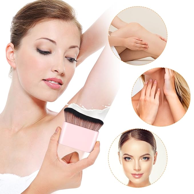 DIVINA VITAE Self Tan Brush Soft Body Makeup Brush Portable Self Tanning Brush Self Tanner Face Brush For Body & Leg Makeup (Pink)
