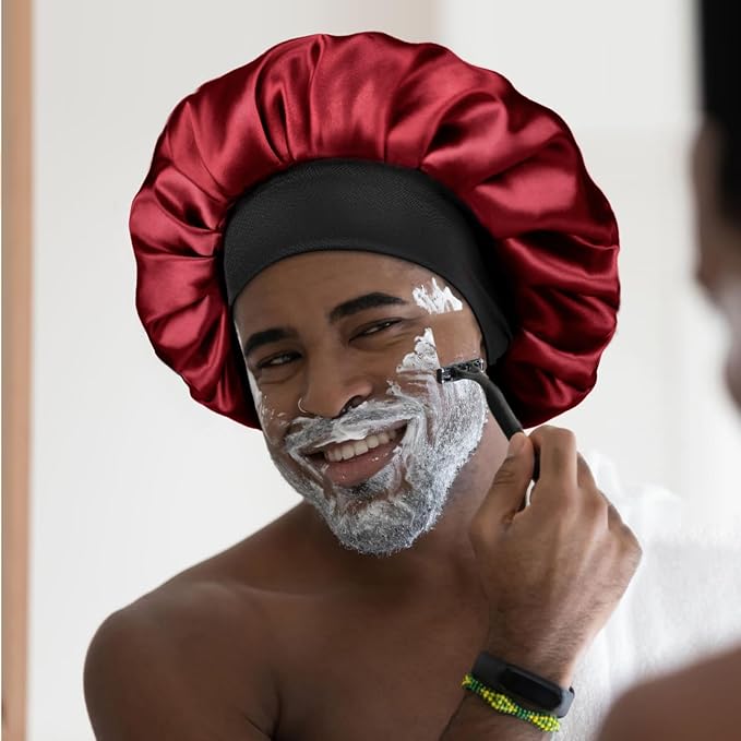 YANIBEST Silk Bonnet for Men Women Hair Bonnet for Sleeping Double Layer Satin Bonnet for Natural Curly Hair Unisex Sleep Cap