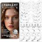 Glitter Snowflake Freckles Face Tattoos - 18 Sheets Waterproof Silver Temporary Makeup Patches for Women Kids Christmas Makeup Accessories