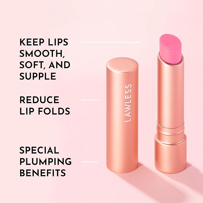 "LAWLESS Forget the Filler Lip Plumping Line-Smoothing Tinted Balm, Baby Doll, Pink, 0.09 Ounce"