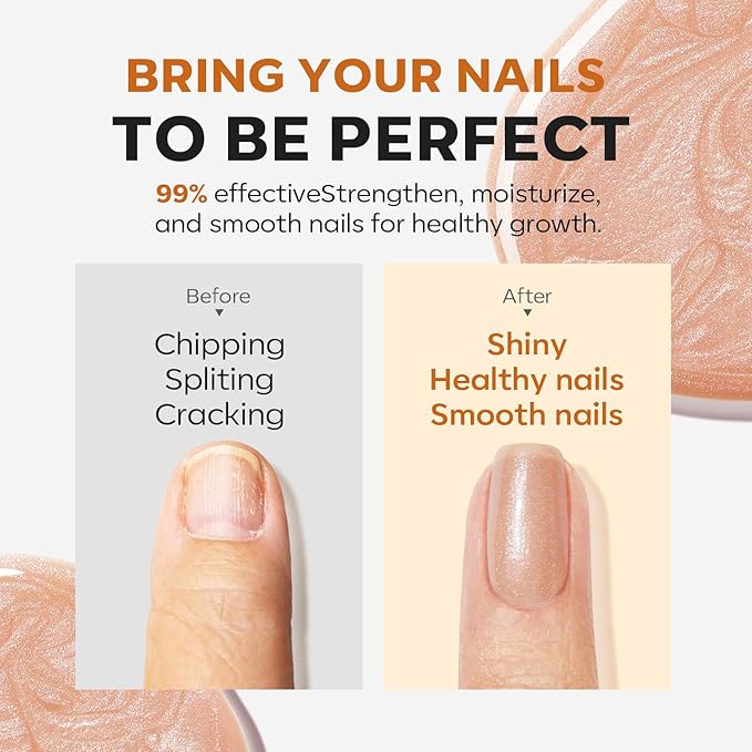 modelones Nail Strengthener and Growth Glitter Dark Brown Nail Polish Nail Repair for Damaged Nails Hardener Extra Strong and Growth Nail Care Gifts for Women Nail Ridge Filler 15ml