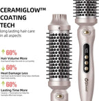 Thermal Brush, 1.7 Inch Heated Round Brush for Women, Dual Voltage Negative Ion Hot Brushes Styler for Blowout Look, Curling & Volumizing & Straightener for Dry Hair