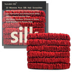 Suncdelv Silk,100% Silk Scrunchies for Hair,22 Momme Hair Ties for Anti-Crease & Breakage,Natural Women Hair Accessories，Fashion Hairbands 6PCS（Red）