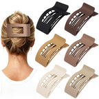 French Flat Hair Clips for Women 6pcs Hair Claw Clips for Thick or Thin Hair Matte Claw Clips for Girls Barrettes Non-Slip Strong Hold Hair Accessories for Women (Brown)
