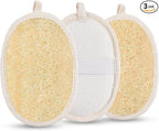3 Pack Natural Loofah Exfoliating Body Scrubber, Exfoliating Loofah Sponges, Face Exfoliator Scrubber, Facial Loofah for Men and Women