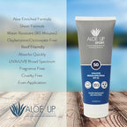 Aloe Up Sport Sunscreen Lotion SPF 50 - Broad Spectrum UVA/UVB Sunscreen Protector for Face and Body - With Hydrating Aloe Vera Gel - Non-Greasy - No White Cast - Reef Safe - Fragrance-Free - 3 Oz