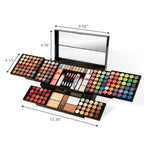 MISS ROSE M 187 Colors Professional Makeup Palette - All-in-One Kit With Eye Shadows, Lipsticks, Mascara, Foundations, Blushes, Brow Pencils, Nail File - Makeup Gift Set for Women and Girls