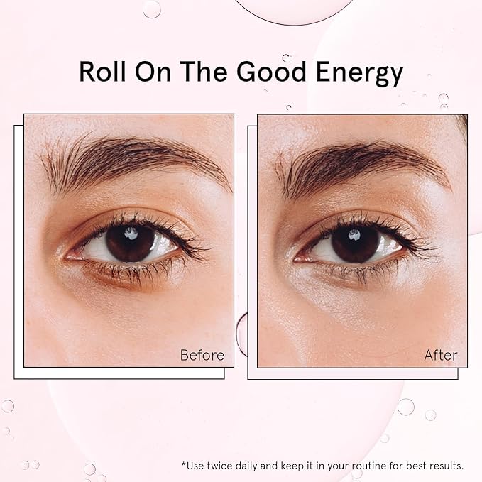 grace & stella Under Eye Brightener with Rose Quartz Rollerball - Hyaluronic Acid & Caffeine Eye Serum for Dark Circles & Puffiness - Travel Size Toiletries, Womens Christmas Gifts (15ml / 0.51floz)