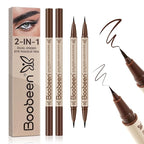 Boobeen 2pcs Liquid Eyeliner，Dual-Ended Eye Liner with Thick Tip and Precise Brush Tip，Waterproof Black Liquid Liner Pen，Matte Finish，All Day Wear，Smudge-proof,Brown