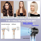 Hair Dryer Brush,Blow Dryer Brush with Attachments,110000 RPM Curly Twist 7 in One Air Style, Professional Ionic Hair Styling Tool, Left & Right Air Curler, Volumizer