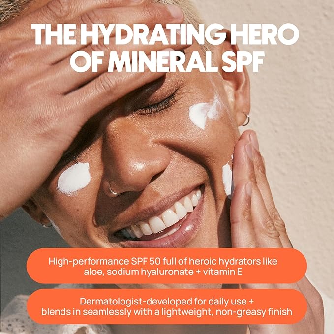 The OG Mineral All-Screen SPF 50 Face + Body, Dermatologist Developed, Broad Spectrum, Sheer Sunscreen - Non-Greasy No Chalky Mess & Reef Safe, All-Weather Care with Aloe + Vitamins C+E - 5 Oz