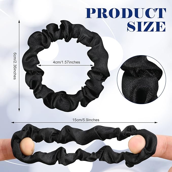 WILLBOND 30 Pcs Small Satin Silk Scrunchies Bulk for Women, Thin Hair Ties Mini Scrunchy Bands Skinny Ponytail Holders for Thick Curly Hair Pony Tails Wrist Decor(Black)