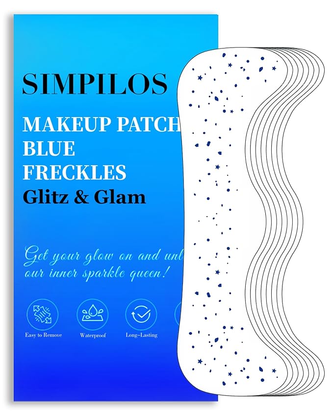 Blue Face Glitter - Waterproof and Long-Lasting Body Glitter Speckles, Sparkle Makeup Patches for Festivals and Parties (BLUE - 8 Sheets)