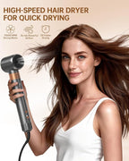 Hot Air Brush Hair Styler, 6 in 1 Hair Dryer Brush Auto Wrap Curlers Frizz-Free Styling Tool for All Hair Types Fast Drying, Curling, Smoothing, Volumizing & Straightening with Travel Storage Case