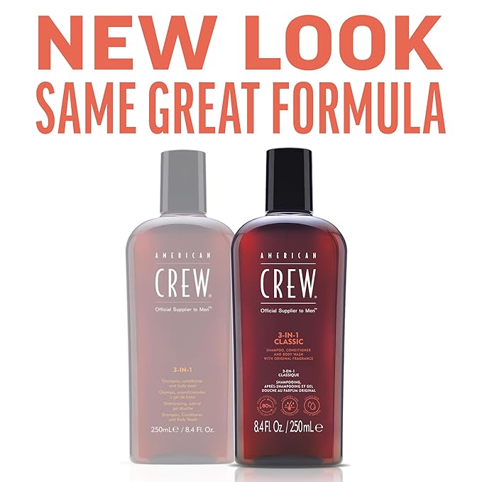 American Crew Shampoo, Conditioner & Body Wash for Men, 3-in-1, 3.3 Fl Oz