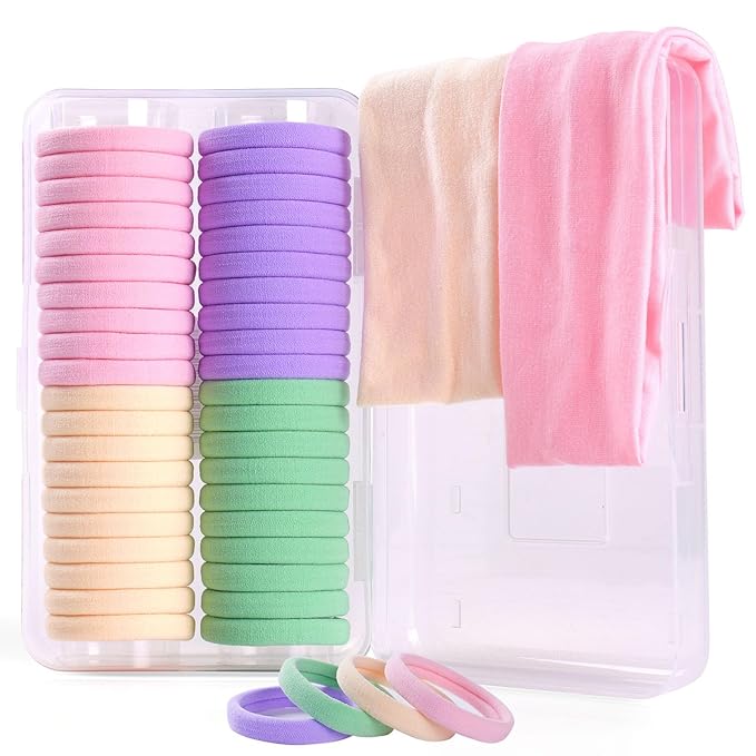 40PCS Hair Ties No Damage & Ponytail Holders, Hair Bands for Women's Hair, Hair Elastics for Thick Hair,Nylon Seamless Hair Ties Set (2in Spring)