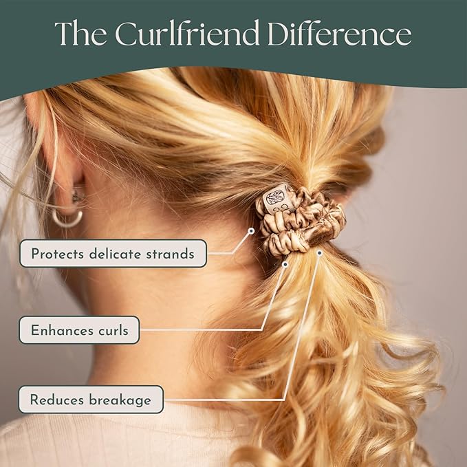 Authentic Mulberry Silk Skinny Hair Match Scrunchies for Women, Anti Breakage Hair Ties for Curly Thick & Thin Hair, 100% Silk for Buns, Sleep & Ponytail, Platinum/Warm Blonde (4 Pack)