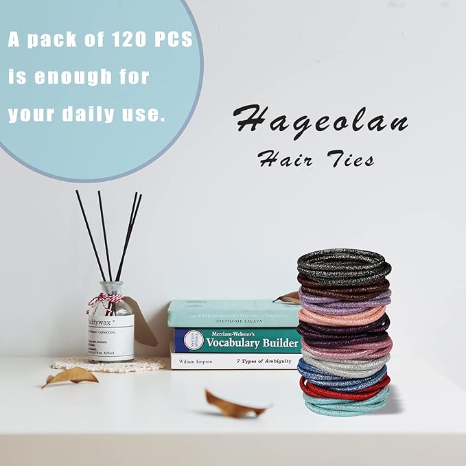 Assorted Twinkling Hair Ties for Women or Girls, 120 Pcs Hair Rubber Bands for Medium to Thick Hair, 4mm Ponytail Holders