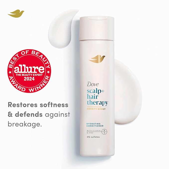Dove Density Boost Hydrating Conditioner Scalp Therapy for Dry Hair, with Vitamin B3, Zinc and 0% Sulfates, 9.25 oz