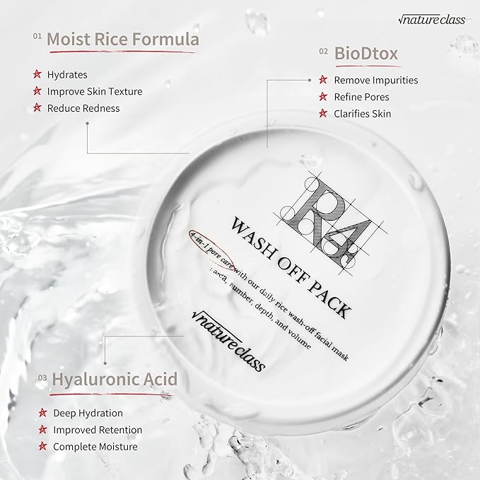 R4 Rice Wash Off Facial Mask – 4-in-1 Korean Skin Care, Pore Refining, Gentle Exfoliating, Hydrating, Smooth Texture, Rice Ferment & Enzyme, Soft Cream Wash-Off, 3.38 fl oz