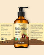 Organic Jojoba Oil Glass Bottle 8 fl oz, USDA Certified 100% Pure & Natural Jojoba Oil for Hair, Skin & Face, Cold Pressed Unrefined Hexane Free, Deeply Moisturizing Body Serum Oils for Gua Sha