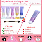 Body Glitter Face Glitter Gel: Singer Concerts Disco Festival Rave Accessories Face Glitter Makeup Chunky Sequins Mermaid Face Body Hair Glitter Gel (White&Silver&Pink&Gold&Blue)