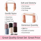 LuSeren 120PCS Soft Hair Ties for Women – No Damage Ouchless Nylon Hair Accessories, Seamless Fabric Ponytail Holders for Daily Use (Natural Colors)