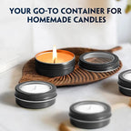 24 Pack 2 Ounce Screw Top Aluminum Tin Jar with Screw Clear Lid and Blank Labels, Refillable 60ml Metal Containers for Lip Balms, Candles, Salves, Spices, Crafts (Black)