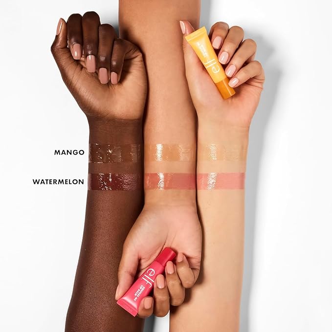 e.l.f. Squeeze Me More Lip Balm Duo, Moisturizing Balm For A Sheer Tint Of Color, Made With Hyaluronic Acid, Vegan & Cruelty-Free, Mango & Watermelon (Pack of 2)