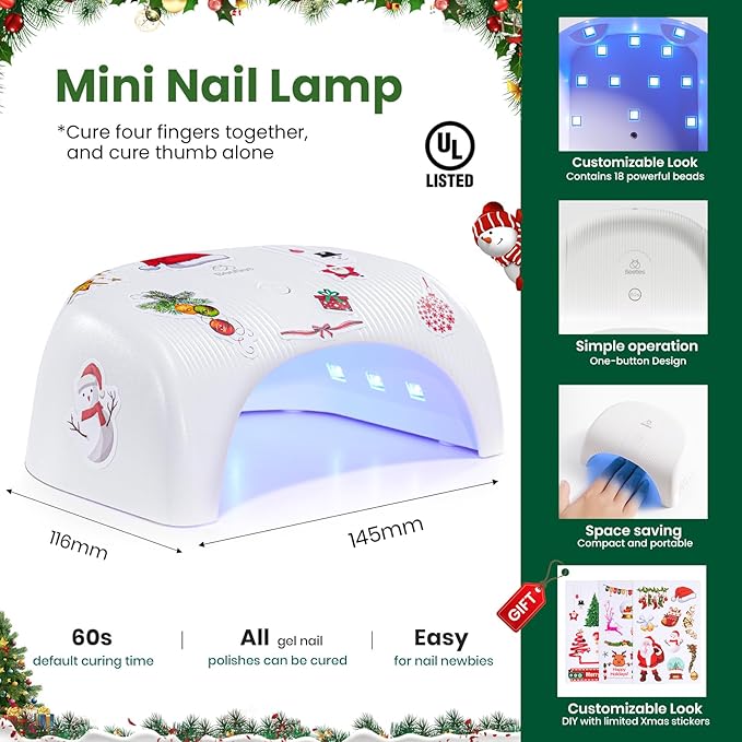 Beetles 80 Pcs Christmas Gel Nail Polish Kit with U V Light - 55 Color Gel Nail Kit Gifts for Teens Women Girls Soak Off Color Enchantment Winter Red Nails Art Home DIY Salon Beginners Manicure Set