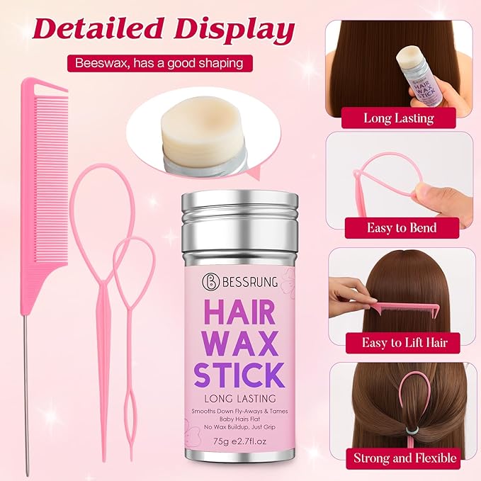 Body Glitter, Face Glitter Hair Glitter for Women Girls, Silver Red Glitter Gel for Makeup, Hair Accessories Kit with Hair Wax Stick, 500 Pcs Toddler Hair Elastic, Hair Styling Kit with Rat Tail Comb