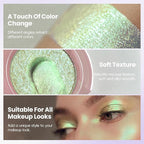 Holographic Light Green Glitter Eyeshadow, Multichrome Shimmer Color Shifting Single Eyeshadow, Chameleon Metallic Iridescent Eye Shadow Palette Bouncy Texture Fairy Highlighter Makeup #5