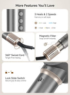 5-in-1 High Speed Hair Dryer Brush – Ionic Hot Air Brush Styler Set for Fast Drying, Straightening, Curling & Volumizing – Lightweight Travel Design Hair Styling Tool