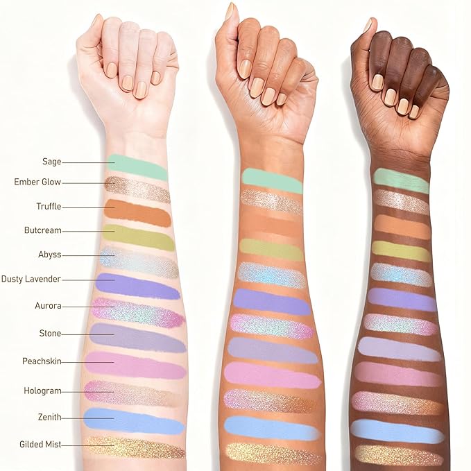 Highly Pigmented Chameleon Eyeshadow Palette, 12 Colors Sparkle Creamy Duo Chrome Multidimensional Eye Shadow Pallet, Long-Wearing Formula,easily blendable,Vegan & Cruelty Free (#03)