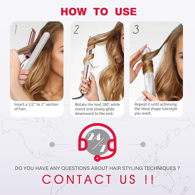 Airflow 2-in-1 Hair Straightener & Curler, Titanium Flat Iron with 360° Cooling Vents for Style Locking | Dual Voltage for Travel, 5 Heat Settings, Auto Off & 15s Fast Heat-Up