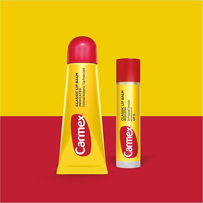 Carmex Classic Medicated Lip Balm Pack, Lip Moisturizer for Chapped Lips, 9-Count Variety Pack Bag (7 Tubes, 2 Sticks)
