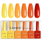 CANNI 6Pcs 9ml Yellow Orange Fall Gel Nail Polish Set- Orange Red Yellow Fall Colors Gel Polish Kit DIY at Home Salon Christmas New Year's Gifts for Girls