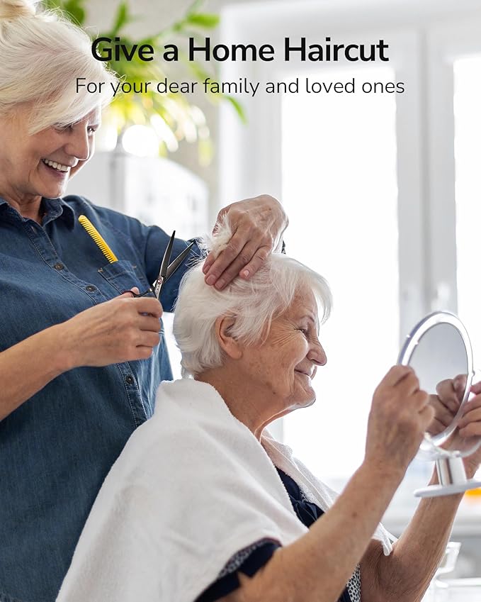 ULG Hair Cutting Scissors Thinning Shears Kit Professional Barber Hairdressing Texturizing Salon Razor Edge Scissor Japanese Stainless Steel 6.5 inch Black