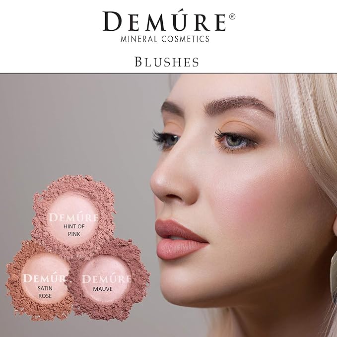 Demure Mineral Blush Makeup (Hint of Pink) Loose Powder | Professional Grade, Cruelty Free Make-up
