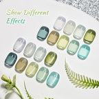 JODSONE 9 Green Colors Jelly Gel Nail Polish Set with Base Coat Top Coat Women's Holiday Gifts