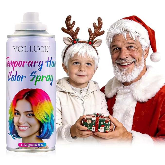 White Hair Spray Color Temporary, Hair Color Spray 1-Day Hair Dye Colored for Kids Women Men, Hair Wax Color Washable, Hair Paint Halloween Fast-Drying 4.06 Fl Oz