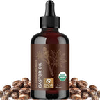 Organic Castor Oil Glass Bottle - 100% Pure Castor Oil Organic Cold Pressed Unrefined Glass Bottle - Extra Virgin Non GMO Hexane Free Cruelty Free Dermatologist Tested and USDA Certified (4 Fl Oz)