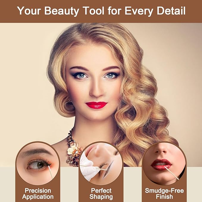 200 Pcs Microblading Cotton Swabs, Pointed Cotton Swabs with Bamboo Sticks for Makeup, Nail Polish, Tattoo Touch Ups, Crafting and Beauty Detail, Lint-Free, 4 Inch