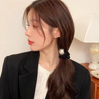 Silk Scrunchies Hair Ties 4Packs – Super Soft Thin Hair Scrunchies, Gentle on Hair, Faux Pearl Decorated Hair Accessories for Women