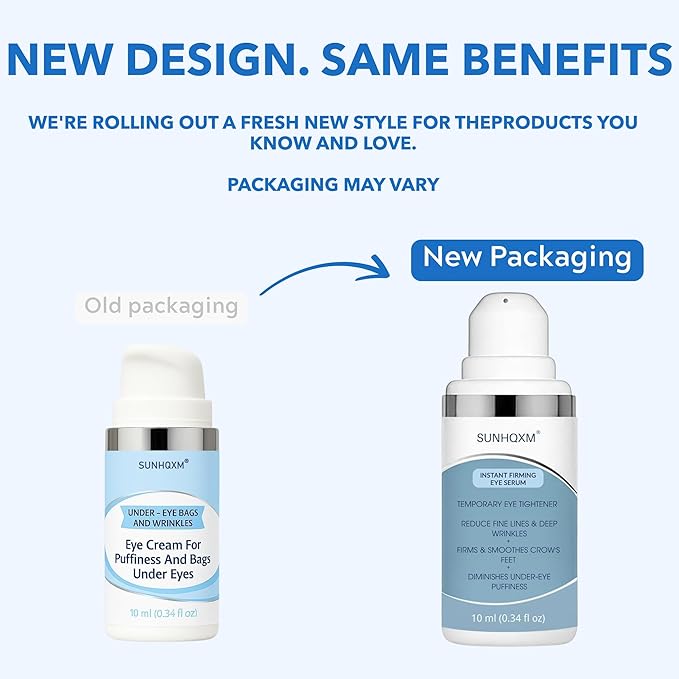 Instant Firming Eye Serum– Instantly Visibly Reduces Under Eye Bags And Wrinkles, Fine Lines, Crow's Feet, Dark Circles – Pump – Anti Aging Wrinkle Remover for Face, 10ml/0.34 Oz (2)