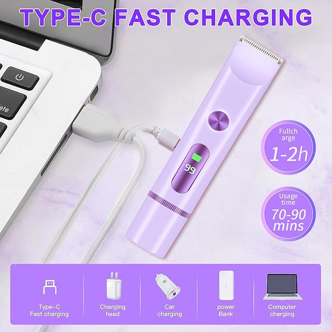 2025 Bikini Trimmer for Women, Cordless& Painless& Waterproof Dual Head Shaver for Women Private Area& Face& Body, 2-in-1 Electric Razors, Bikini Shaver, Hair Trimmer with LCD