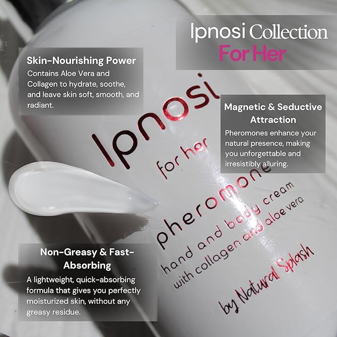 Ipnosi Pheromone Body Cream for Women, Sensual Hand & Body Moisturizer, Long-Lasting Fragrance with Essential Oils, 100% Vegan & Cruelty-Free by Natural Splash - 8.45 Fl Oz